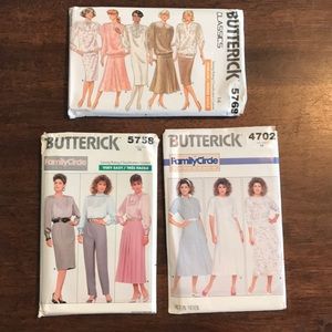 3/$30 Butterick Sewing Patterns 1980’s Vintage